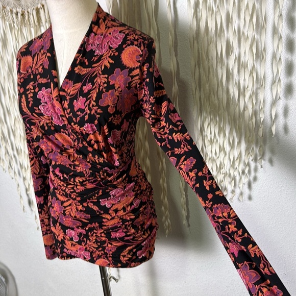 Peruvian Connection Long Sleeve Cyprus Long Sleeve Floral Top Size XS - Picture 5 of 10